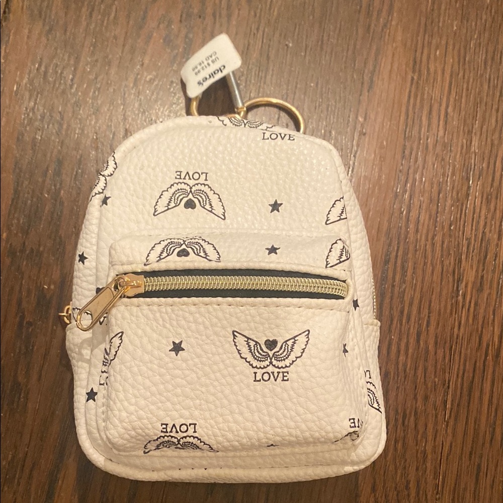 NWT Claire’s chic White Mini Backpack keyring